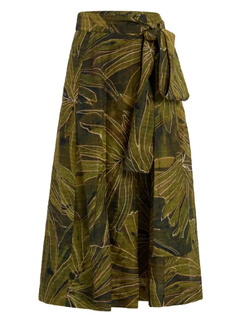 Marie Oliver Estine leaf-print wrap skirt
