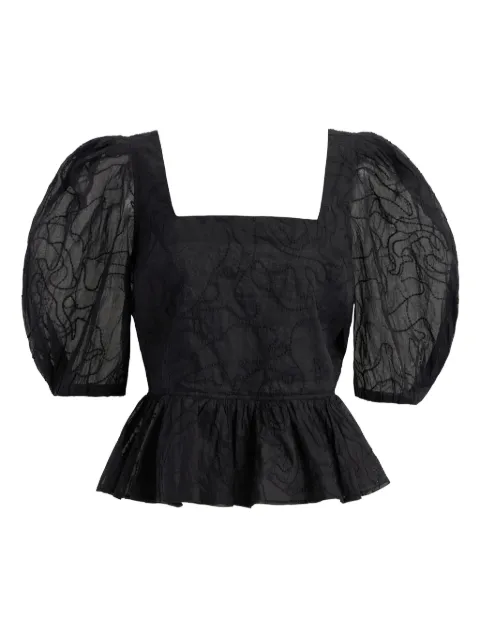 Marie Oliver Orla puff-sleeve embroidered top
