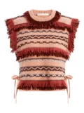 Marie Oliver Desmond fringed wool vest - Red