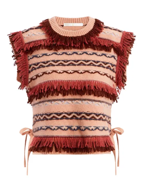 Marie Oliver Desmond fringed wool vest