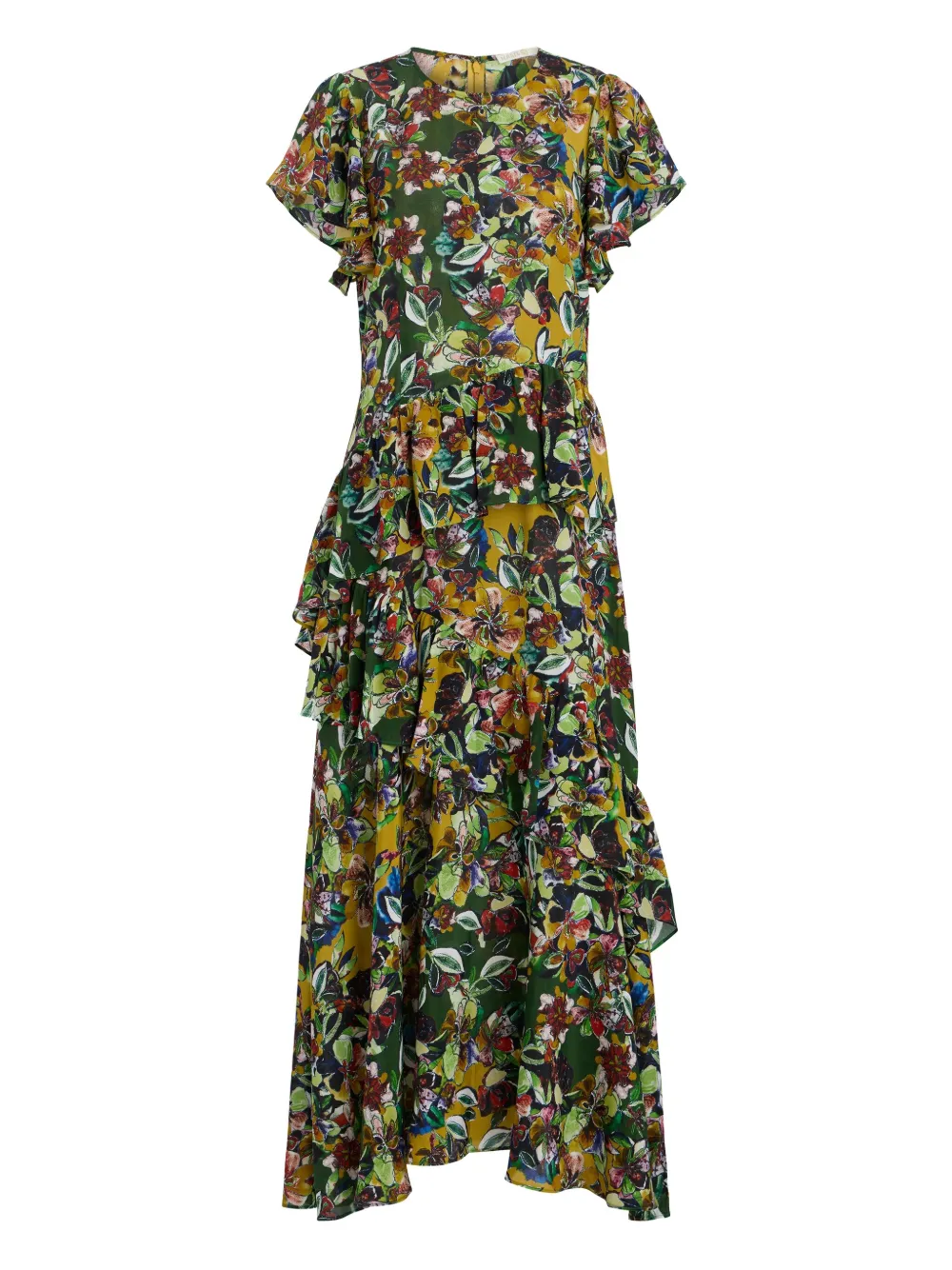 Marie Oliver Quinby Ruffle-layered Floral Midi Dress In Multi