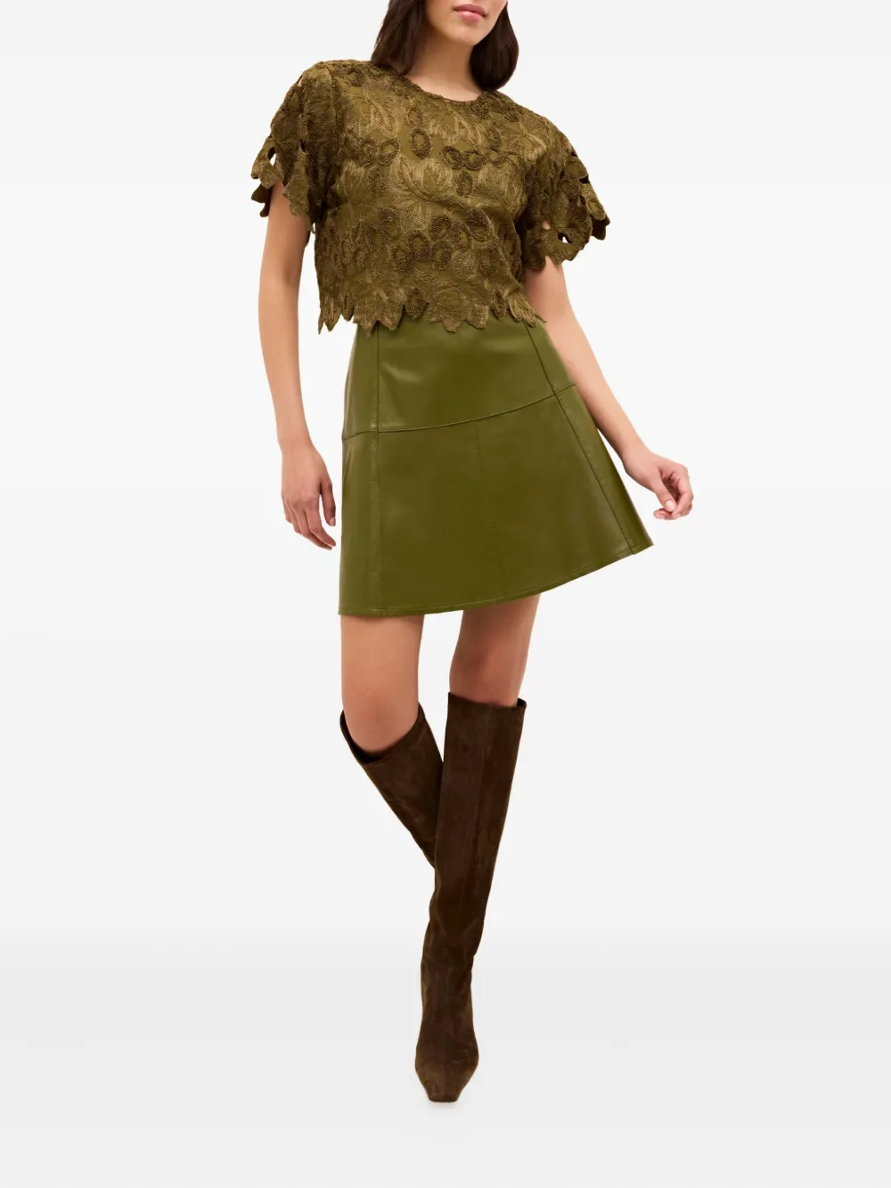Marie Oliver Crawford mini-rok met vlakken - Groen