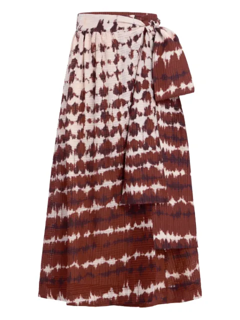 Marie Oliver Estine tie-dye wrap midi skirt