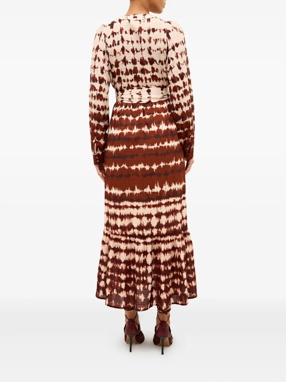 Marie Oliver Tie-dye Belted Midi Dress In Brown