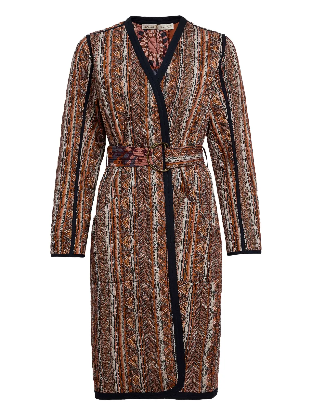 Marie Oliver Lee Quilted Belted Coat In Brown
