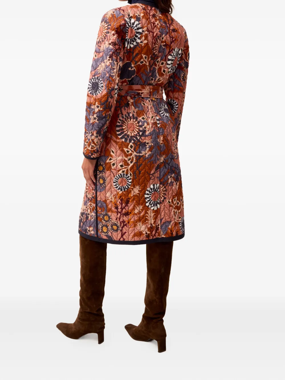 Marie Oliver Lee Quilted Belted Coat In Brown