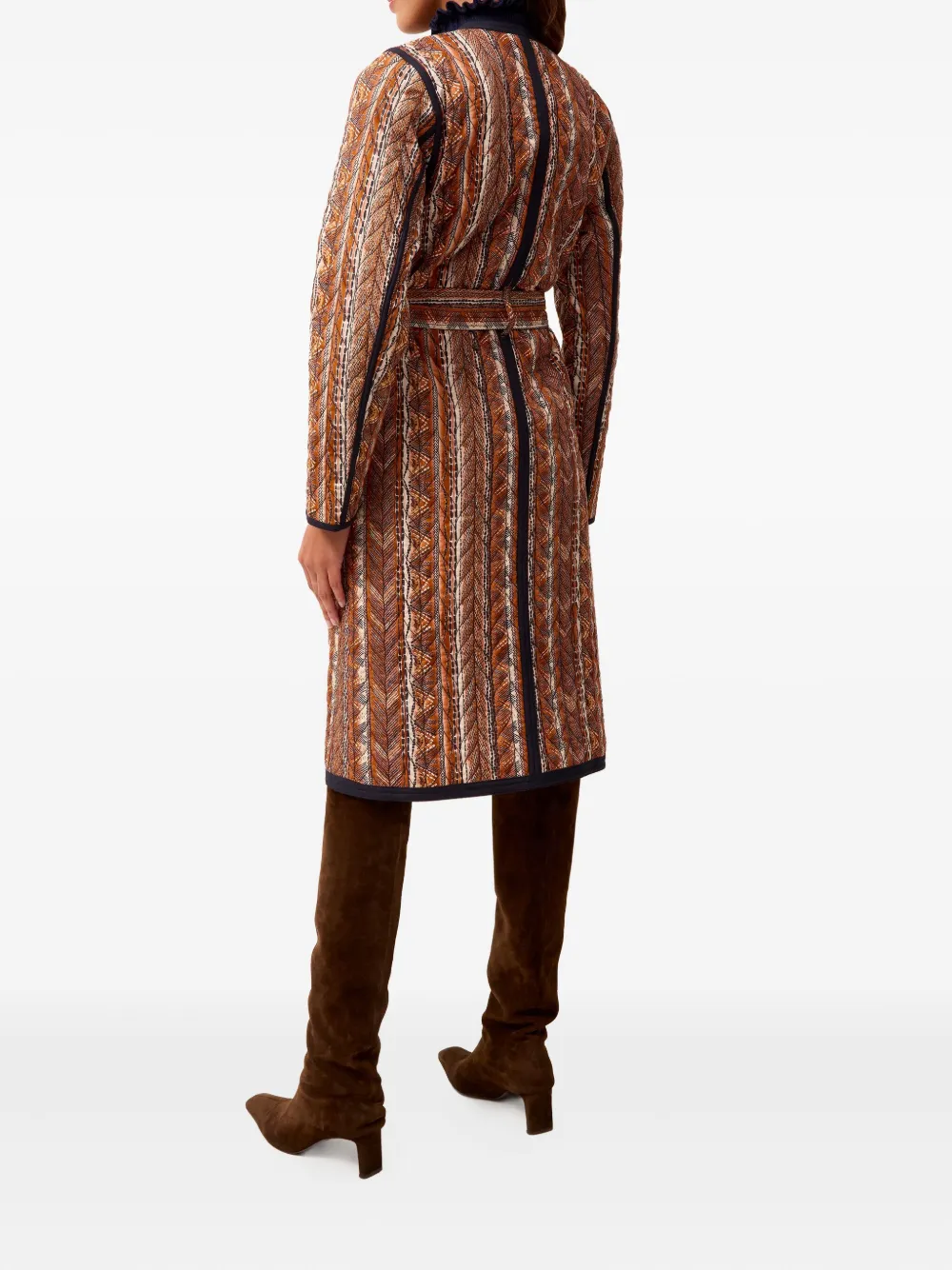 Marie Oliver Lee Quilted Belted Coat In Brown