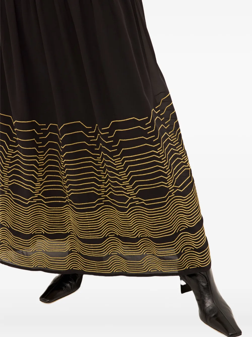 Marie Oliver Winfrey Flutter-sleeve Pintuck Maxi Dress In Black