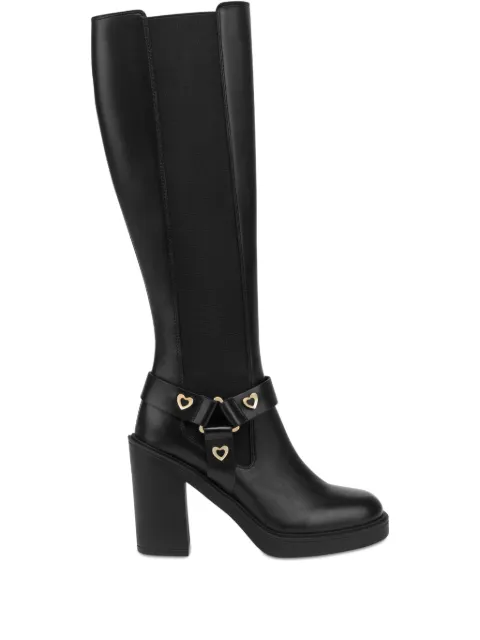Love Moschino heart-buckle leather boots