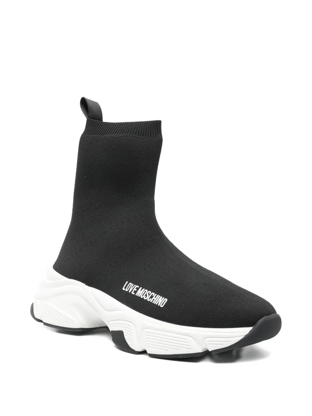 Love Moschino logo-lettering sock sneakers - Zwart