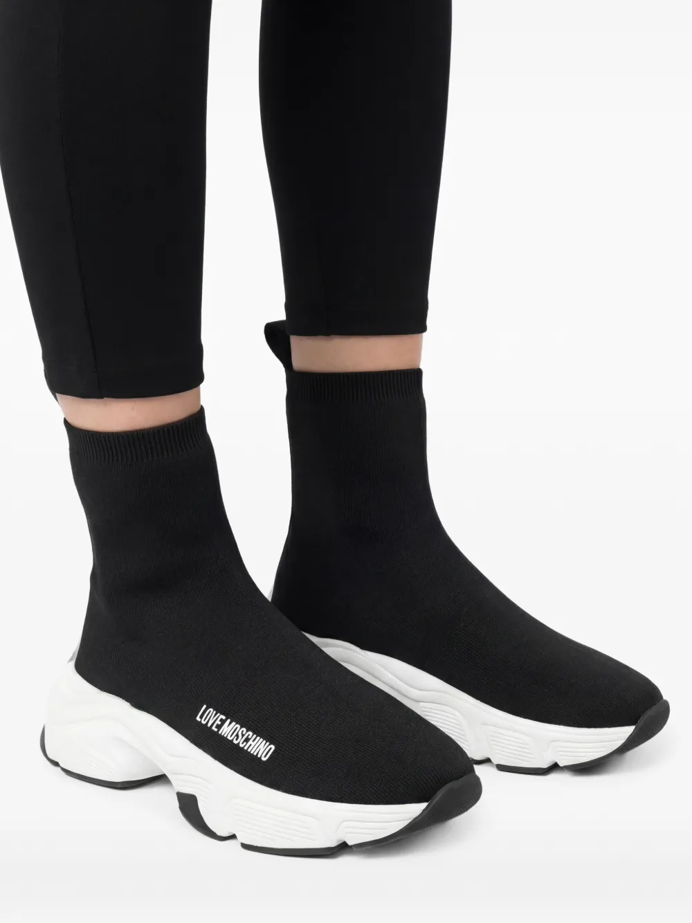 Love Moschino Soksneakers met logo Zwart
