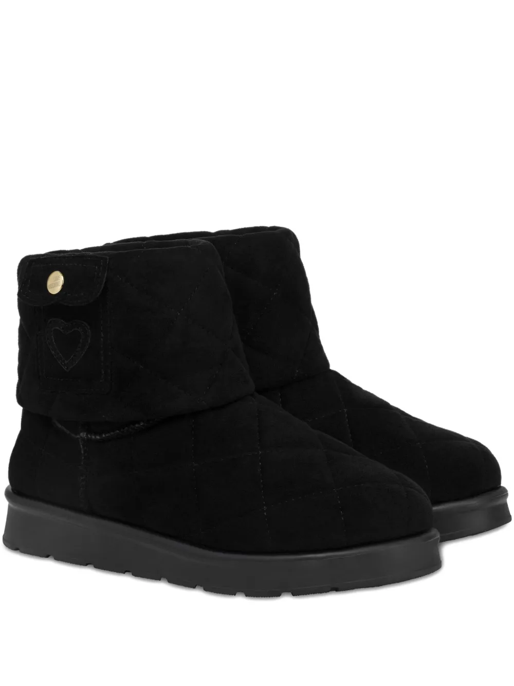 Love Moschino Gewatteerde laarzen met hartdetail Zwart