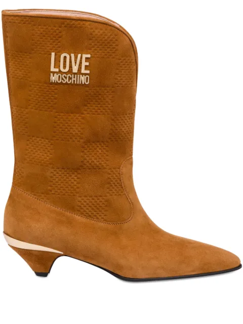 Love Moschino logo-plaque suede boots