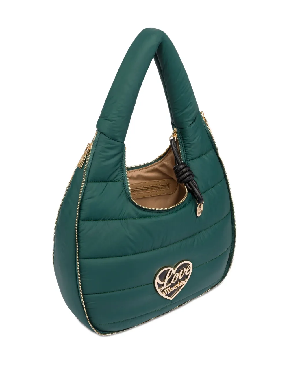 Love Moschino Gewatteerde schoudertas met hartplakkaat - Groen