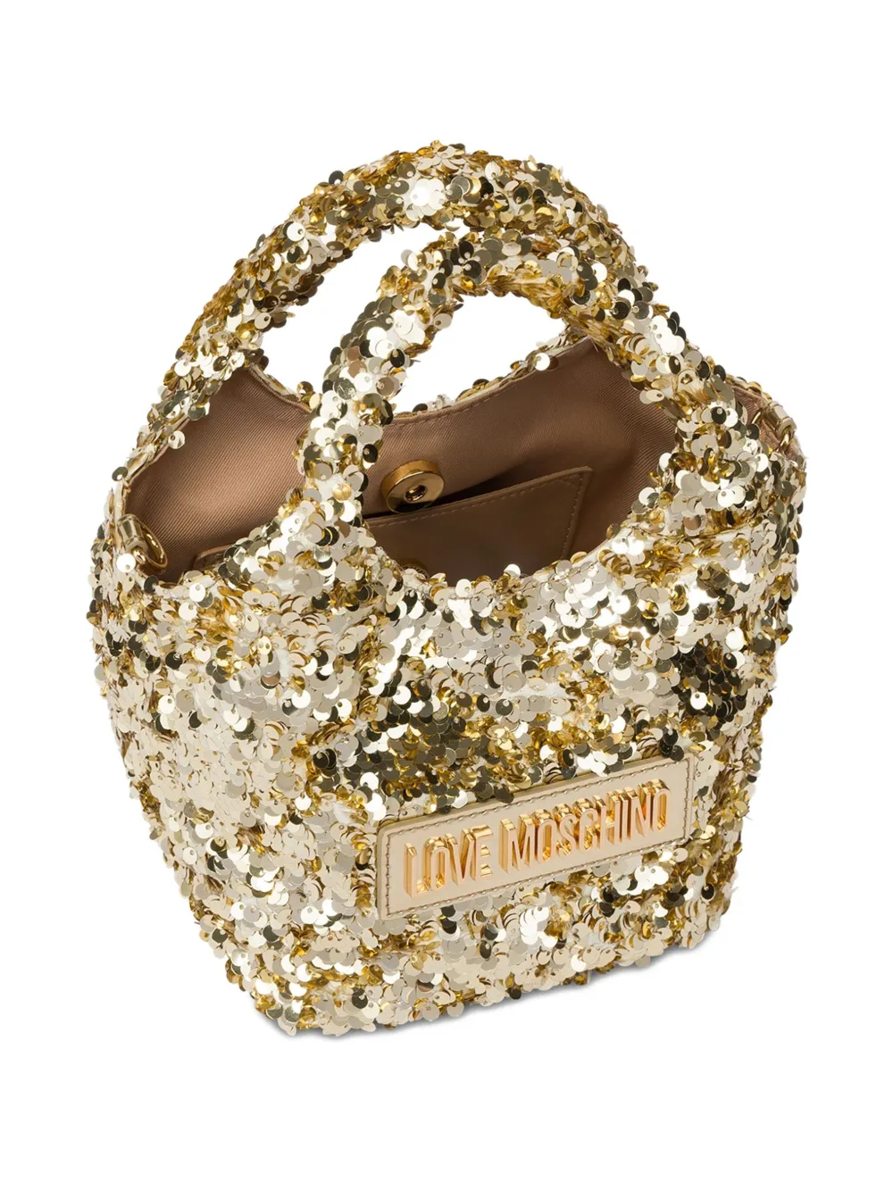 Love Moschino Tas verfraaid met pailletten en handgreep Geel