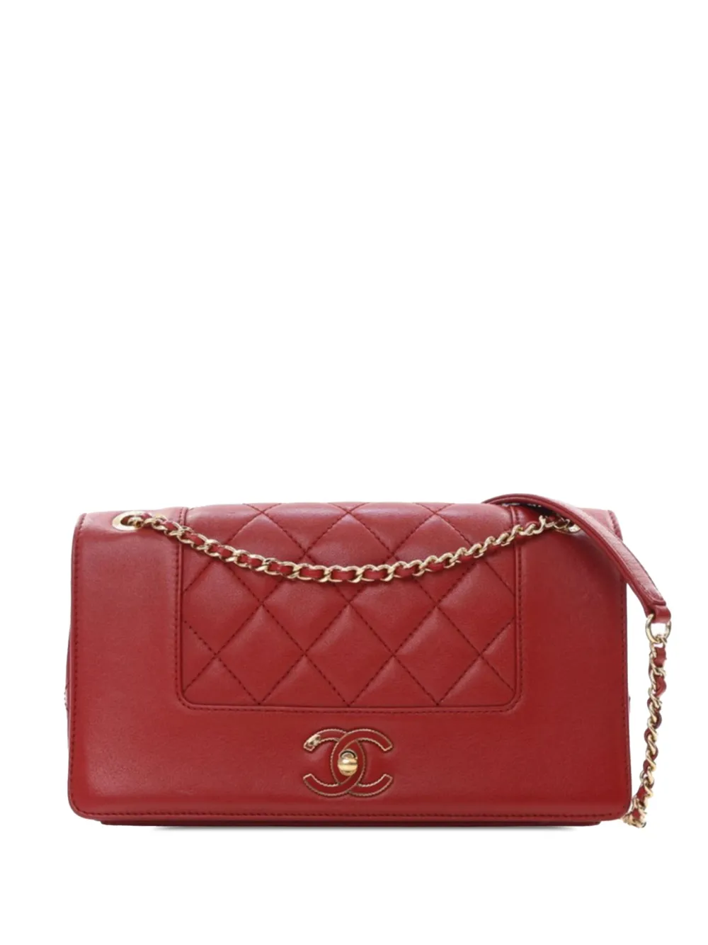 CHANEL Pre-Owned 2016-2017 ミディアム ラムスキン マドモアゼル ダブルフラップ ショルダーバッグ - レッド CHANEL Pre-Owned 2016-2017 ミディアム ラムスキン マドモアゼル ダブルフラップ ショルダーバッグ - レッド