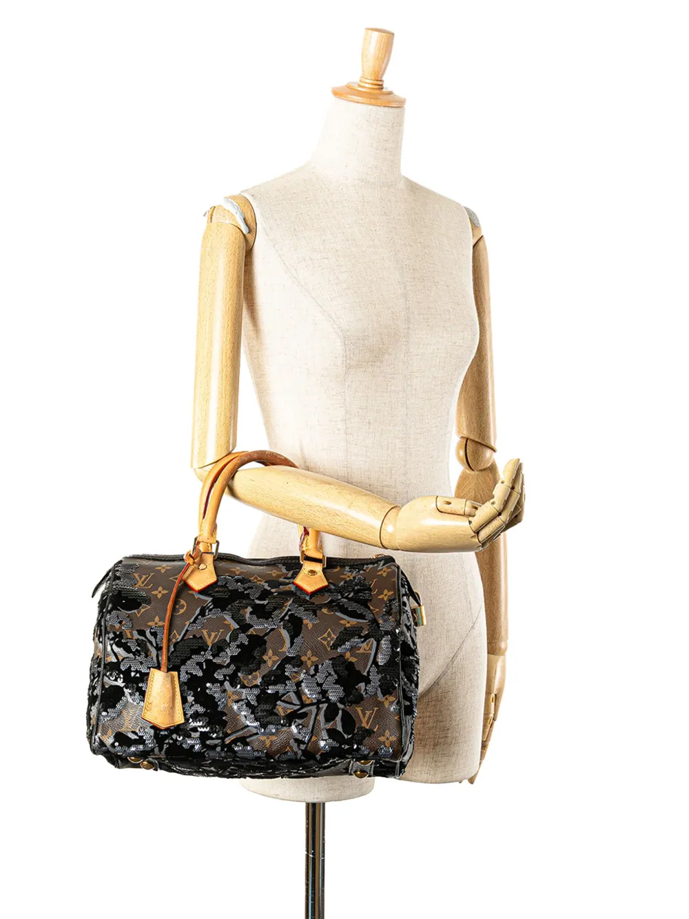 Pre-owned Louis Vuitton 2010 Monogram Fleur De Jais Sequins Speedy 30 Boston Bag In Brown