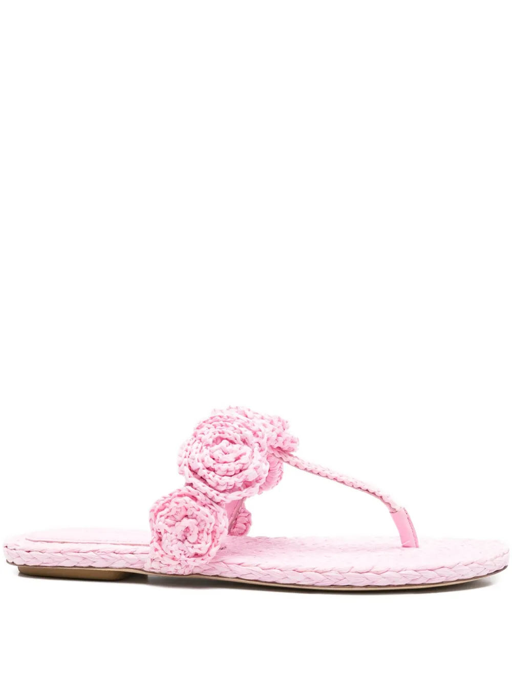 Stuart Weitzman Magnolia Embellished Raffia Sandals In Pink