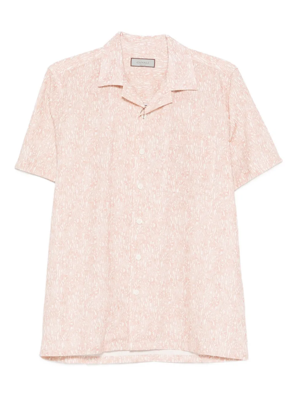 Canali Short-sleeve Abstract-print Shirt In Pink