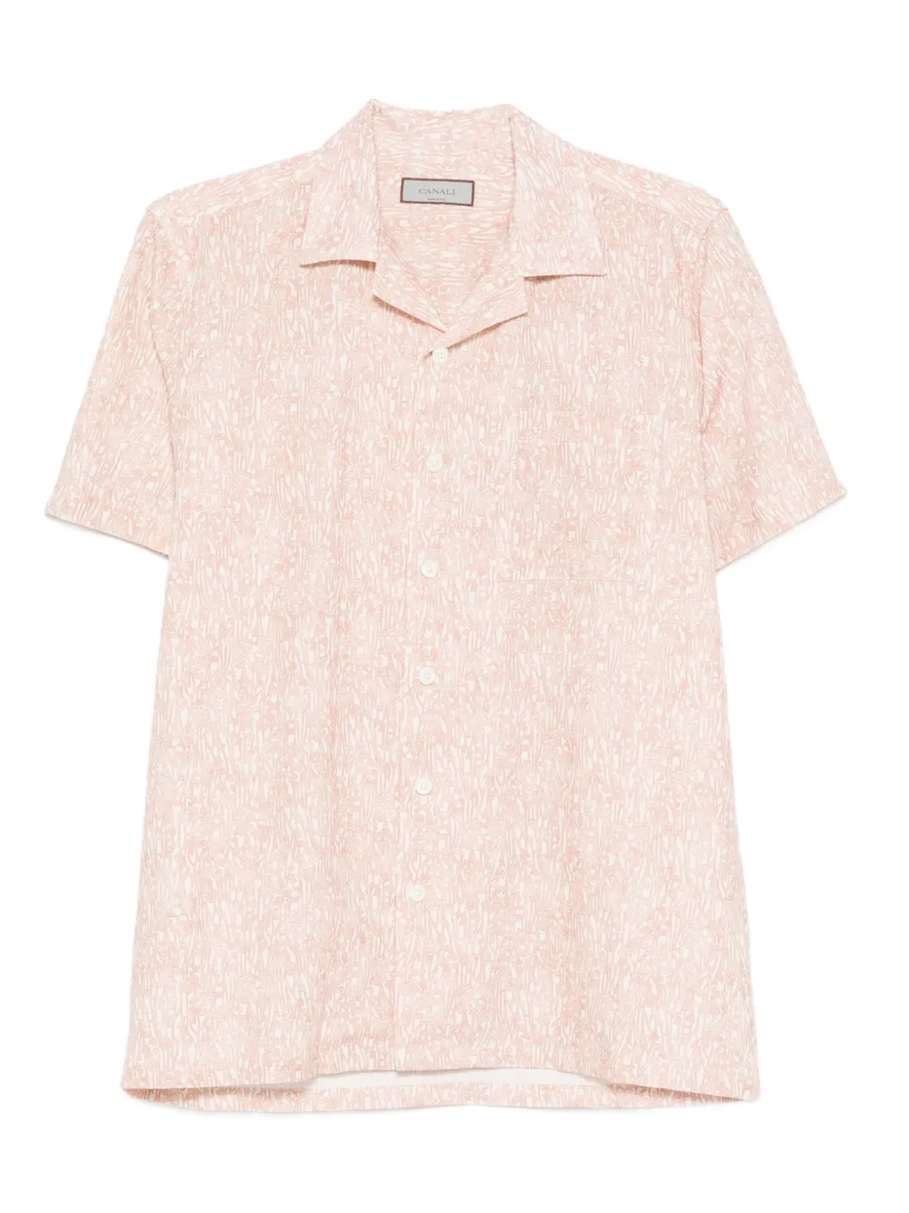 Canali Overhemd met abstracte print en korte mouwen Roze