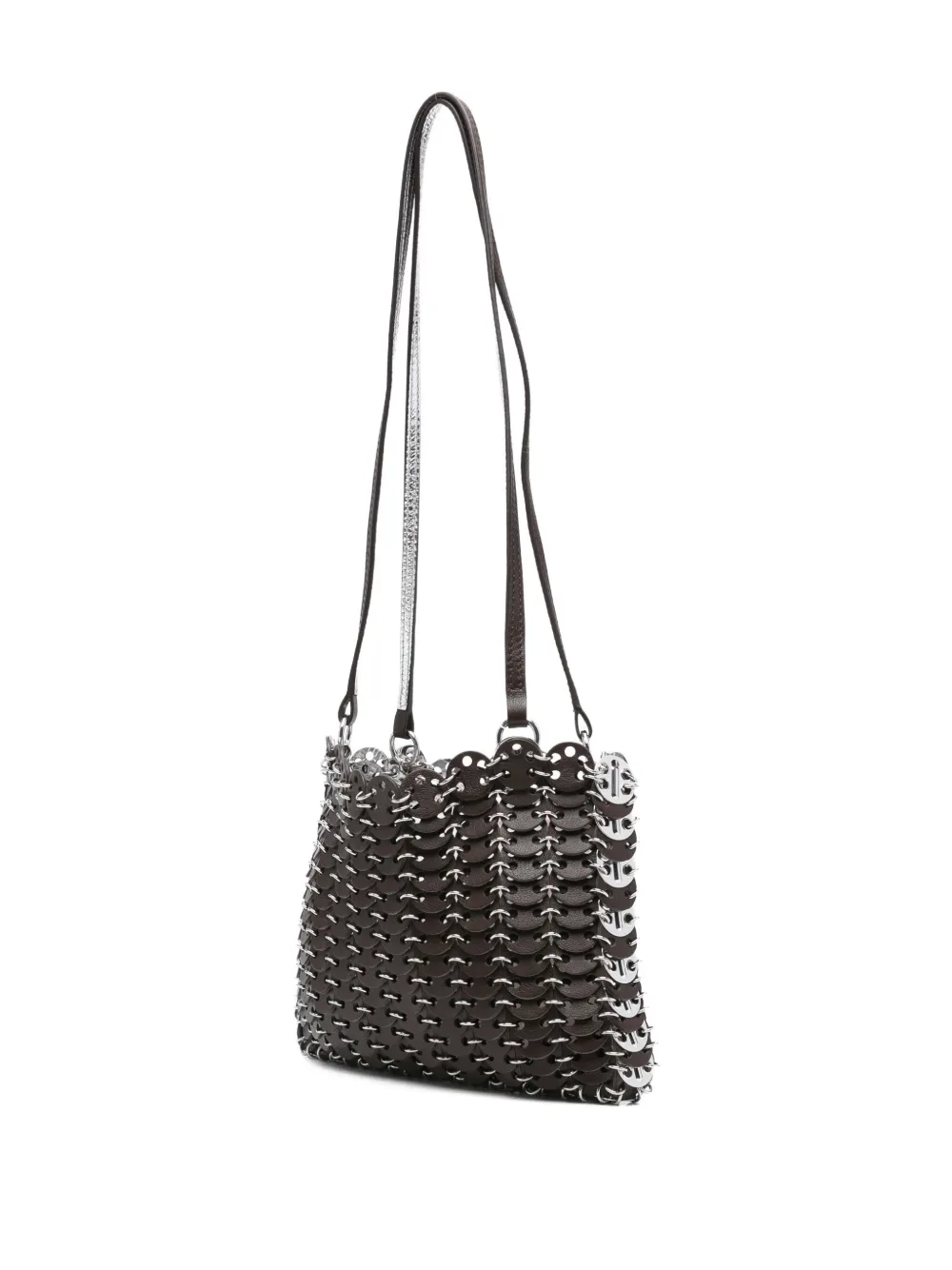 Rabanne Gewelfde crossbodytas met schakelketting Bruin