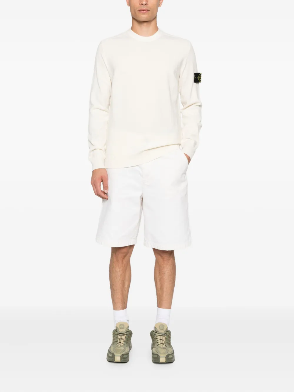 Stone Island Sweater met logopatch Beige