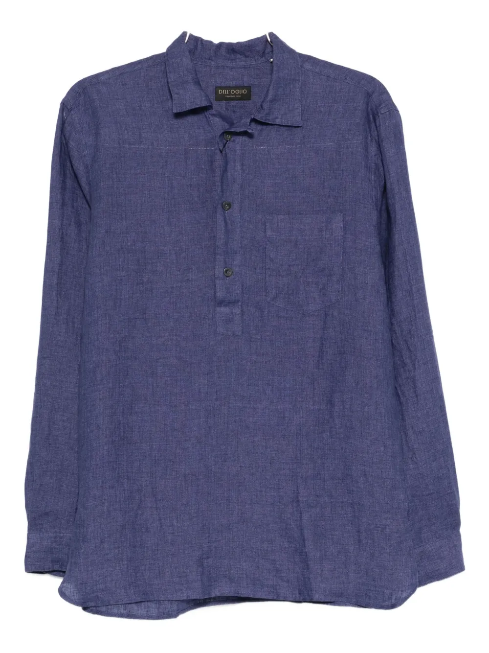 Dell'oglio Poloshirt met lange mouwen en knopen Blauw