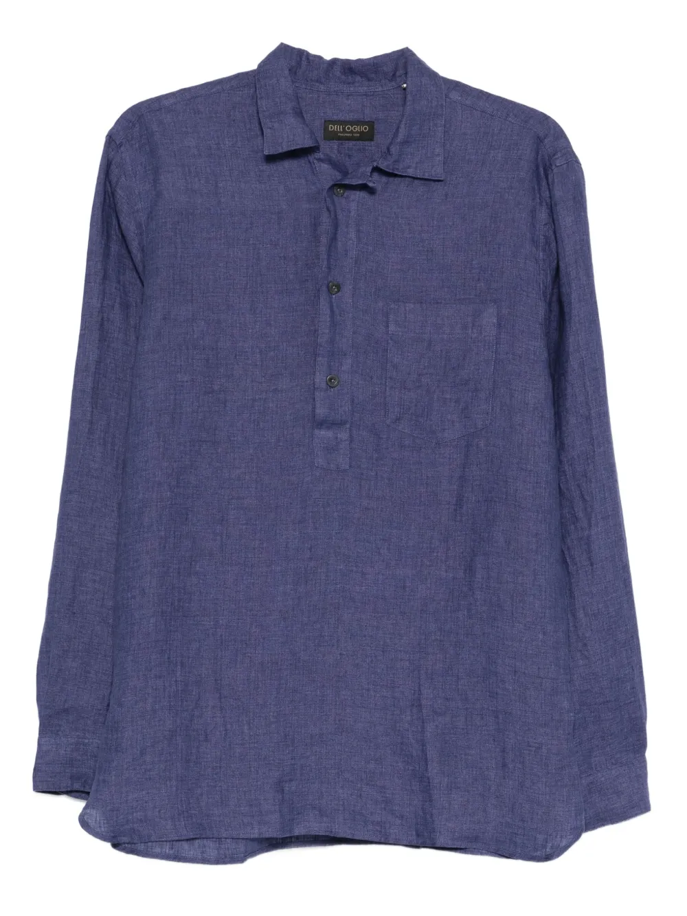 Dell'oglio Poloshirt met lange mouwen en knopen - Blauw