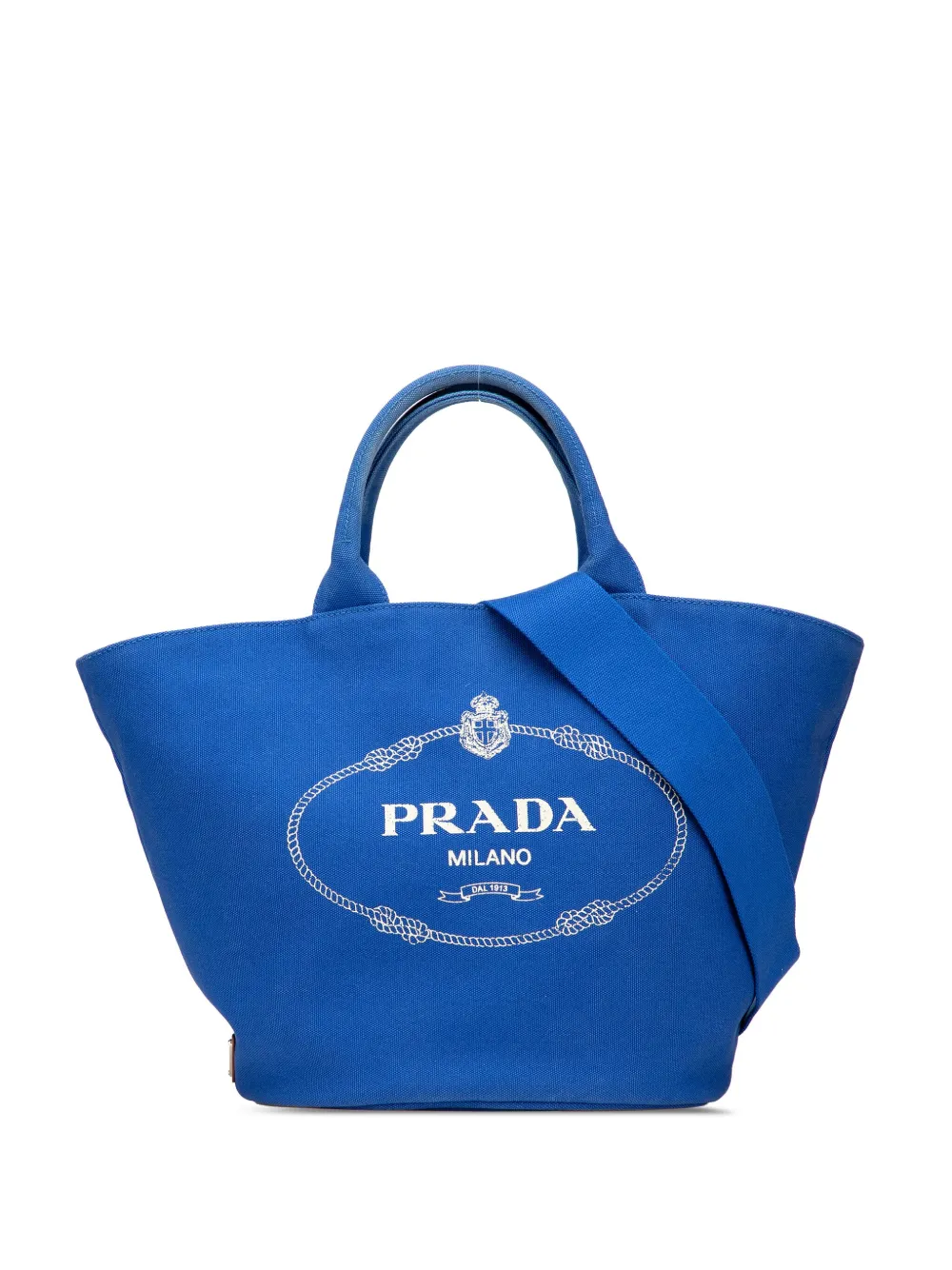 Prada Pre-Owned 2013-2025 ミディアム キャンバス カナパ ロゴ コンバーティブル ショッピングトート Prada Pre-Owned 2013-2025 ミディアム キャンバス カナパ ロゴ コンバーティブル ショッピングトート