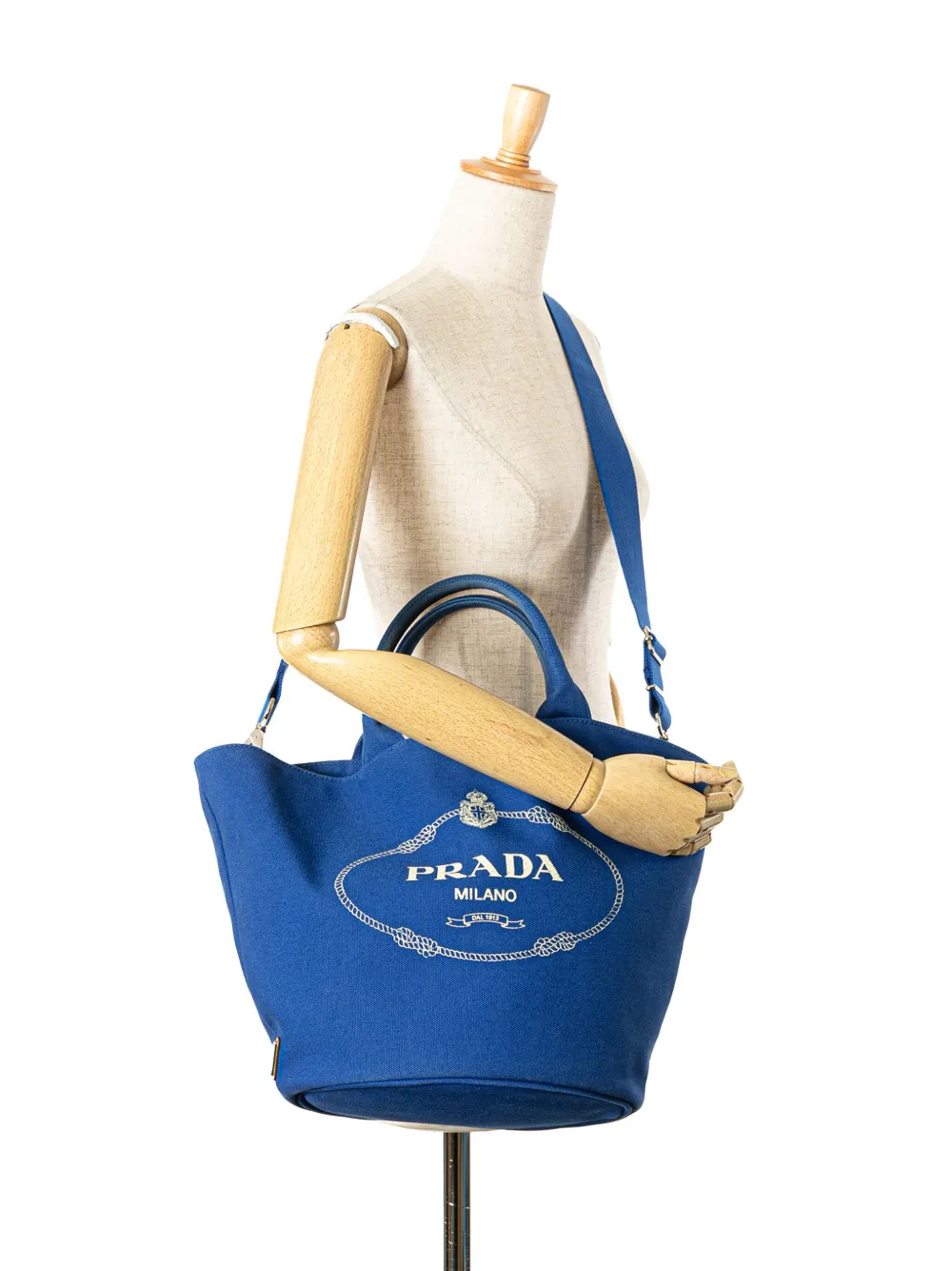 Pre-owned Prada 2013-2025 Medium Canvas Canapa Logo Convertible Shopping Tote Satchel