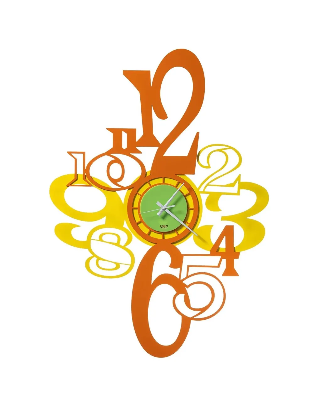 Arti & Mestieri number-detail wall clock (60cm x 43cm) | Orange | Image 1