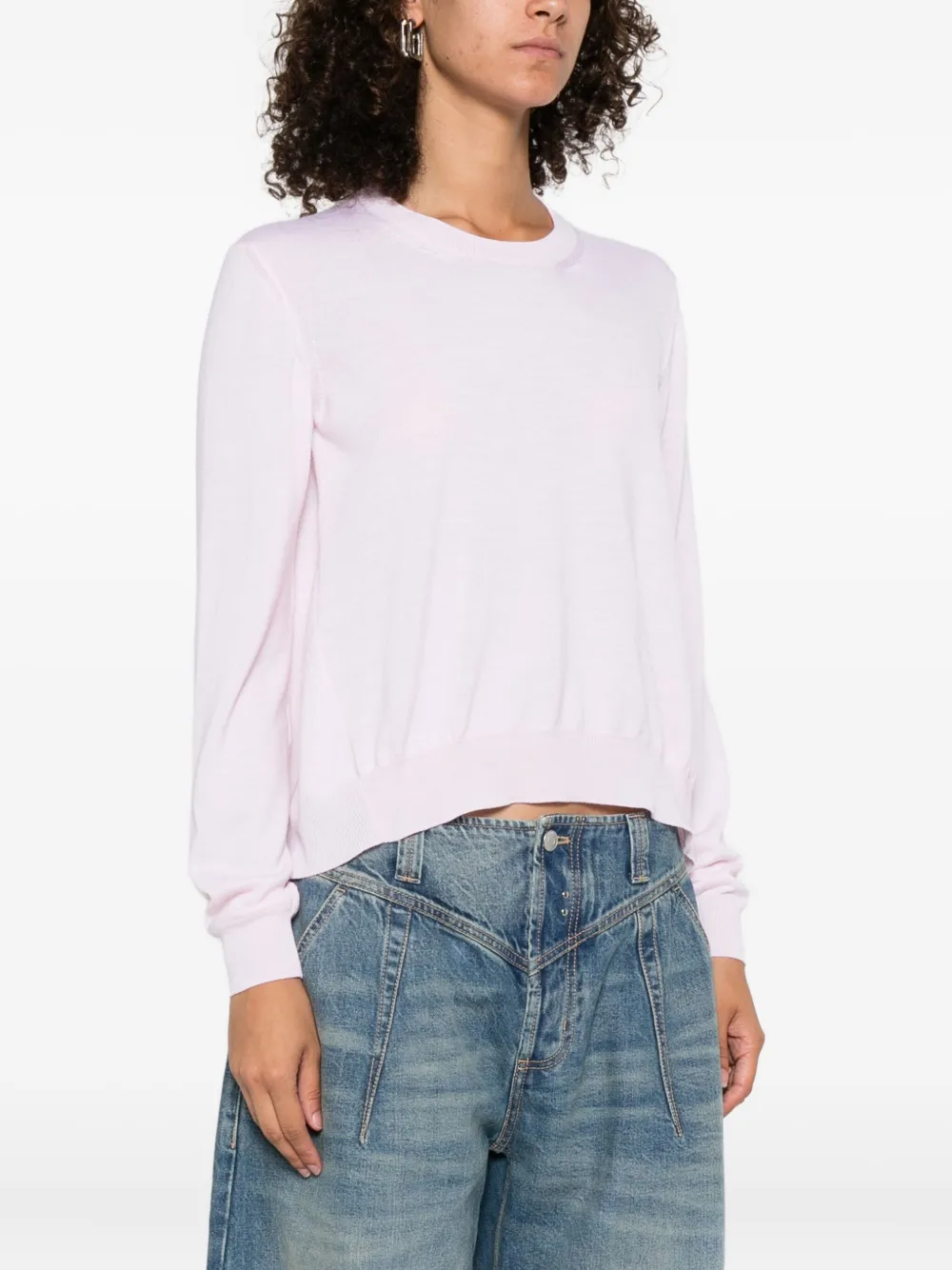 Alexander Mcqueen Long-sleeve Crew-neck Top In Pink
