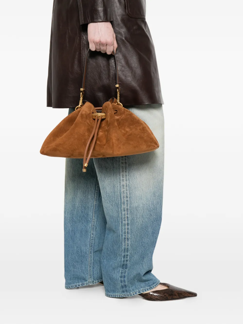 Jimmy Choo Bon suède bucket-tas Bruin
