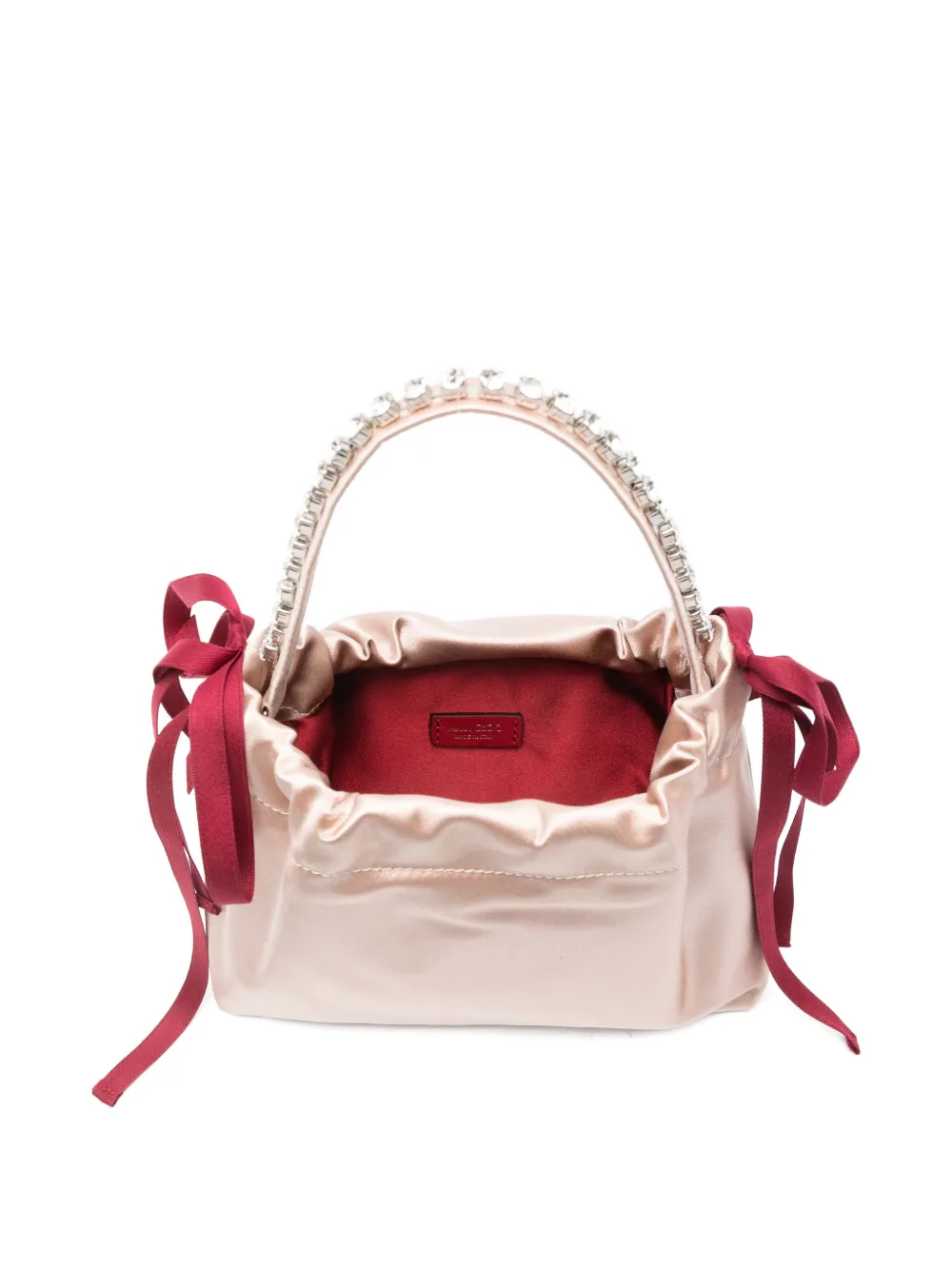 Jimmy Choo Drawstring Crystal-embellisment Top-handle Mini Bag In Pink
