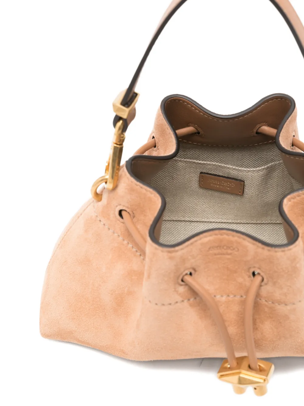 Jimmy Choo Cinch kleine toffee suède schoudertas Beige