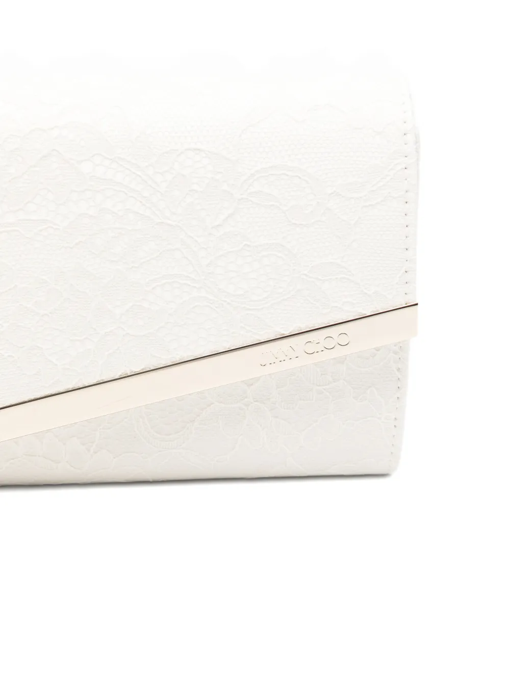 Jimmy Choo Emmie Lace Clutch Bag In White