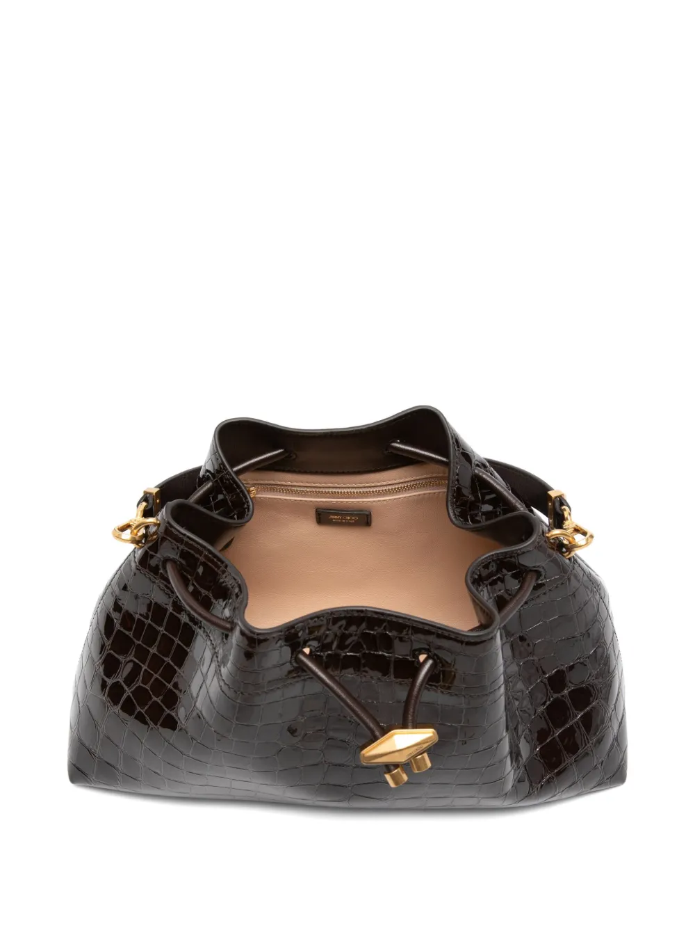 Jimmy Choo Bon Bon Croc-effect Bucket Bag In Brown