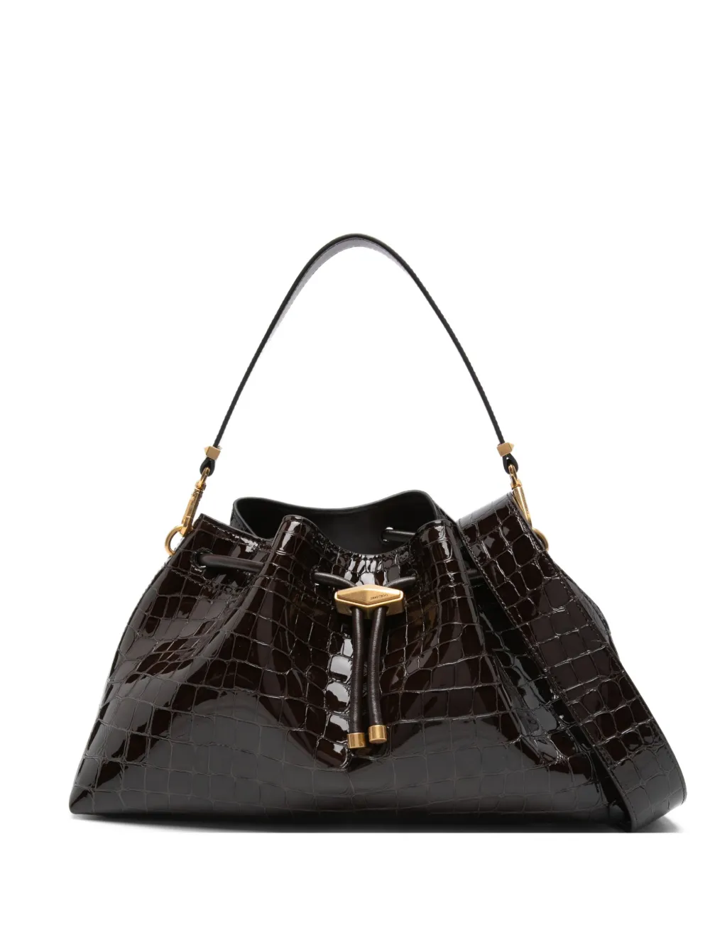 Jimmy Choo Bon Bon croc-effect bucket bag | Brown | Image 1