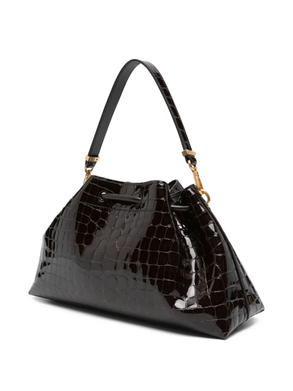 Jimmy Choo Bon Bon Croc-effect Bucket Bag In Brown