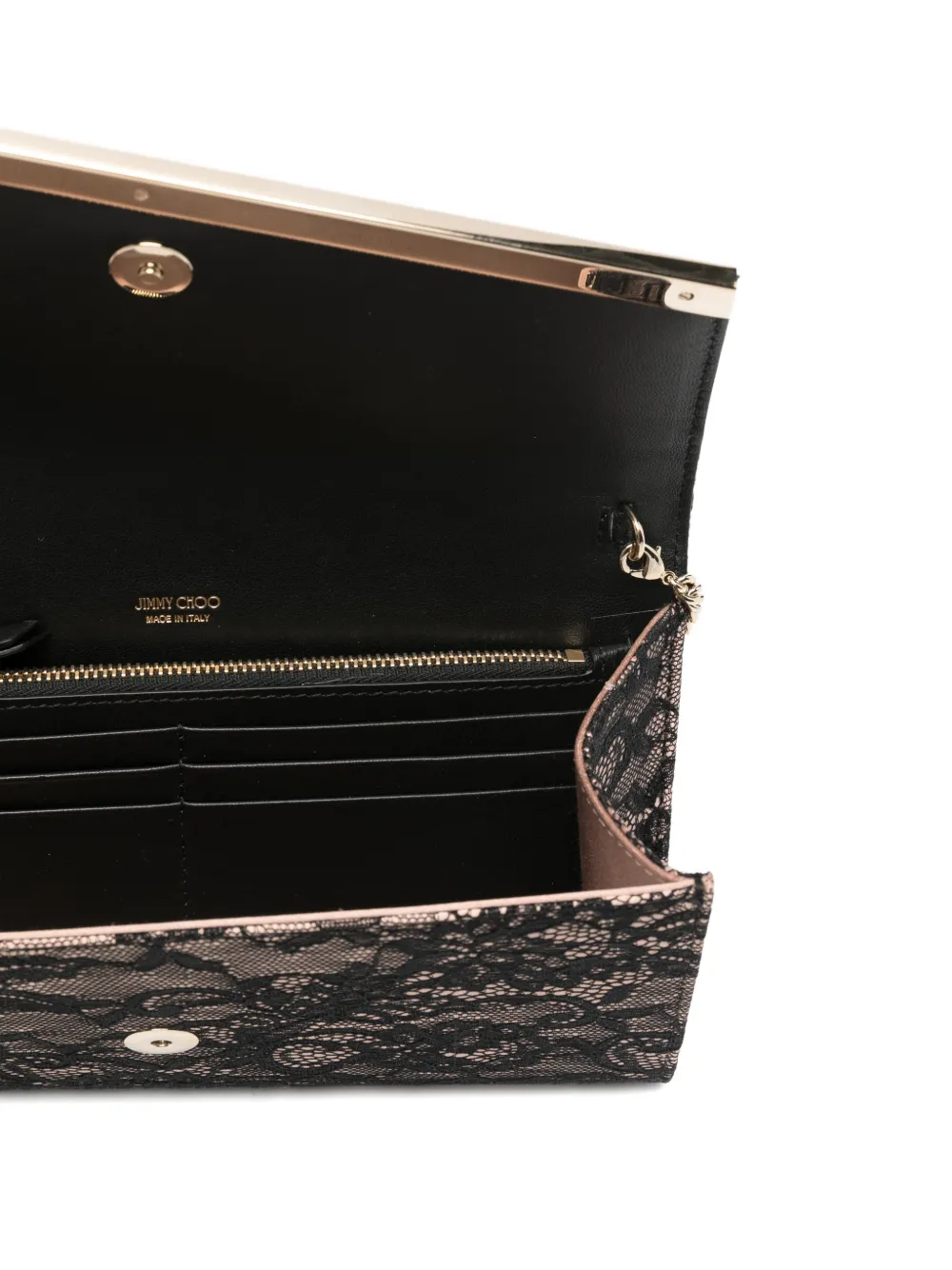 Jimmy Choo Emmie Lace Chain Clutch Bag In Black
