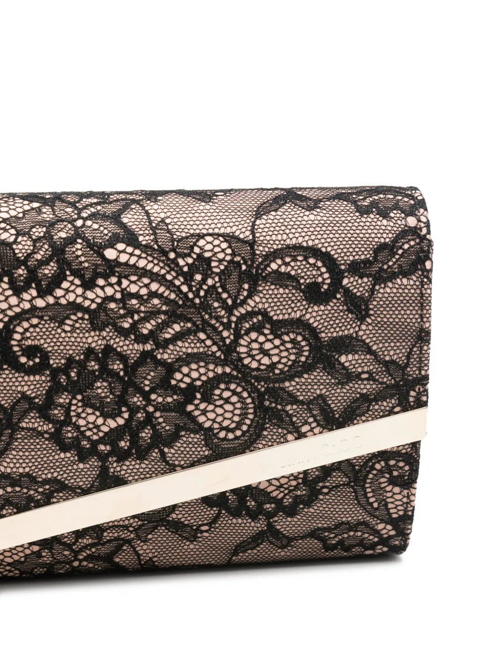 Jimmy Choo Emmie Lace Chain Clutch Bag In Black