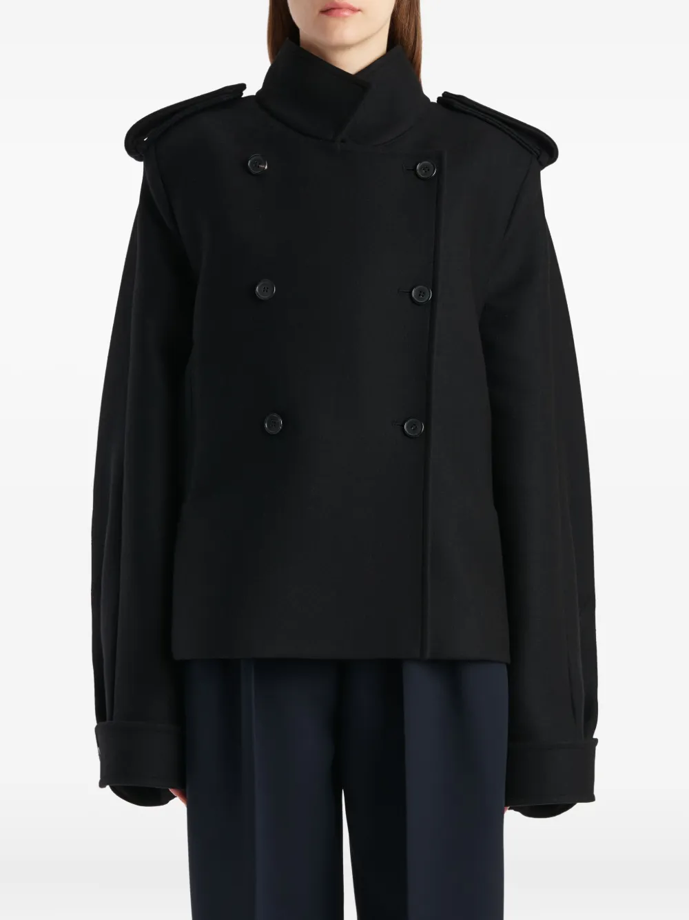 Khaite Dean Double-breasted Wool-blend Coat In Black