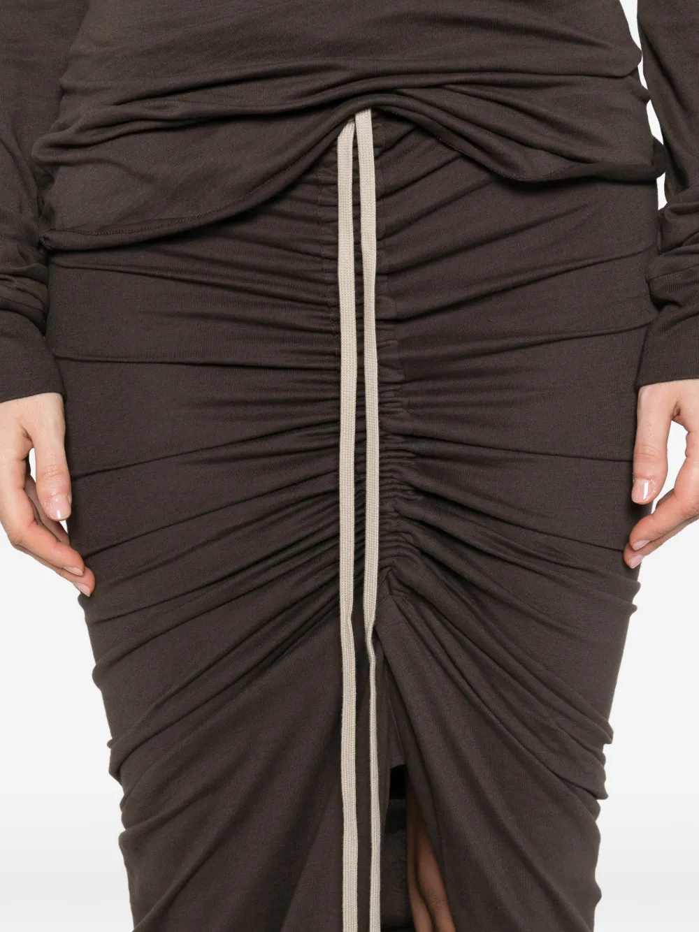 Moncler x Rick Owens maxi-rok met trekkoord en split Bruin