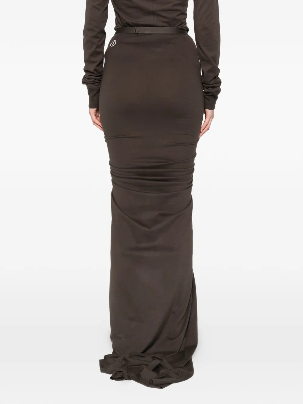 Moncler x Rick Owens maxi-rok met trekkoord en split Bruin