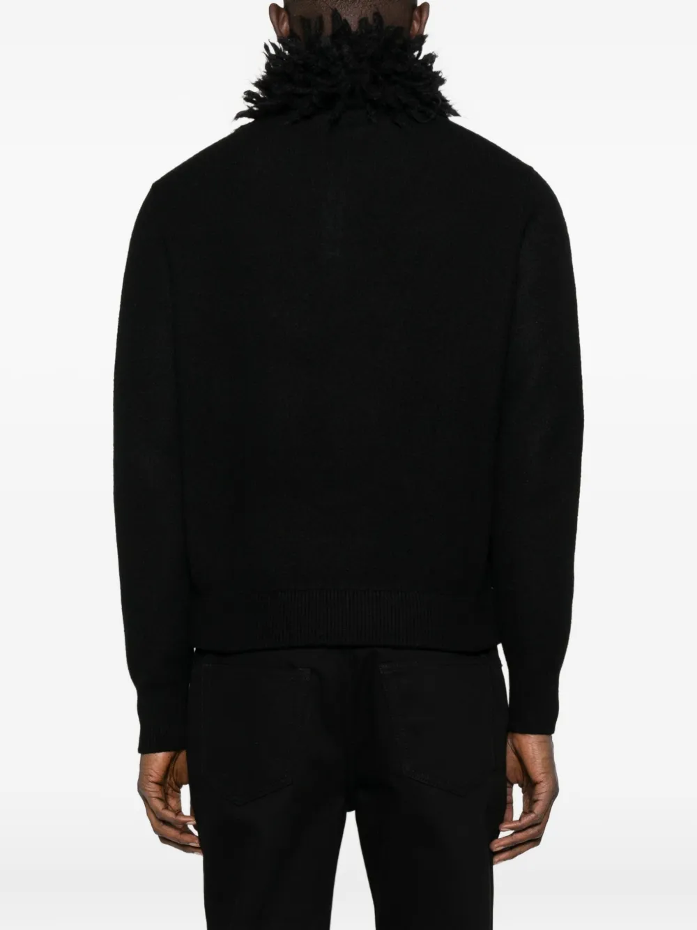 Alexander McQueen Trui met franje kraag Zwart