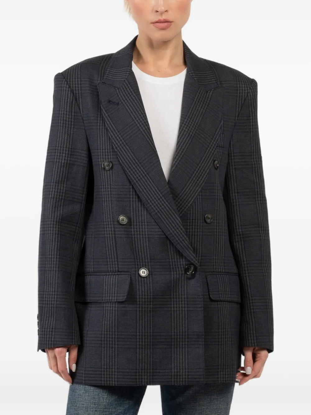Smythe checked double-breasted jacket | Grey | Image 1