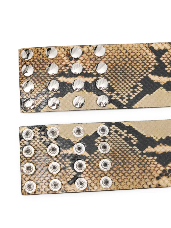 The Attico Snakeskin Studded Belt | Neutrals | FARFETCH display picture 2
