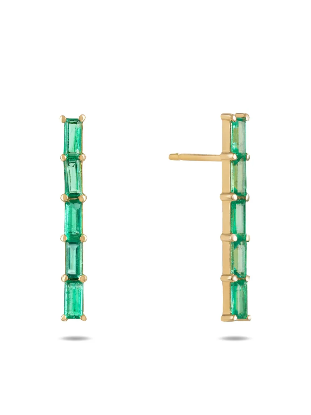  Rosekey 18k Yellow Gold Emerald Baguette Earrings 