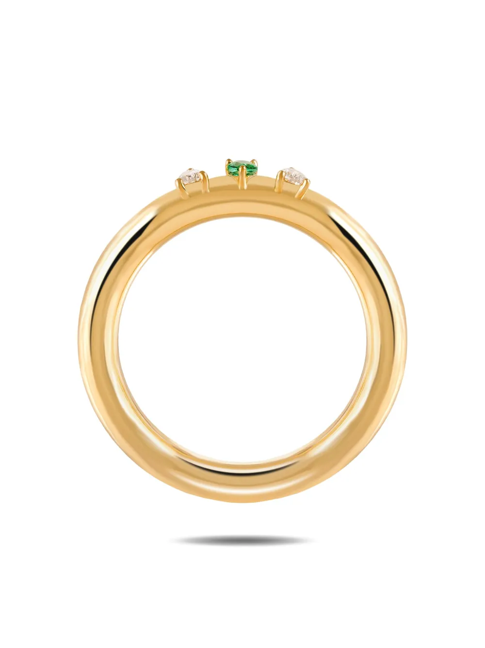  Rosekey 18k Yellow Gold Fairy Diamond And Emerald Ring 