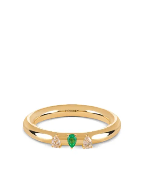 ROSEKEY 18K yellow gold Fairy diamond and emerald ring
